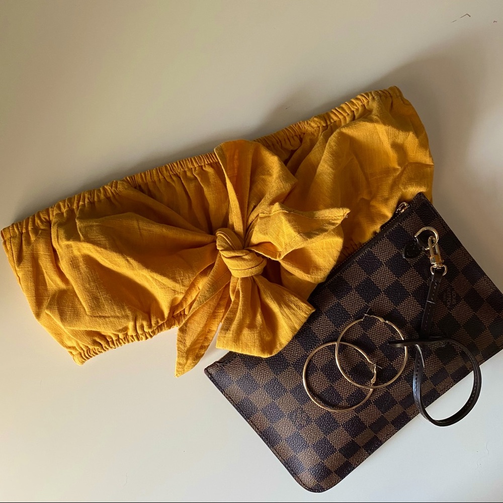NWOT ZAFUL Mustard Yellow Crop Top Tie front MED